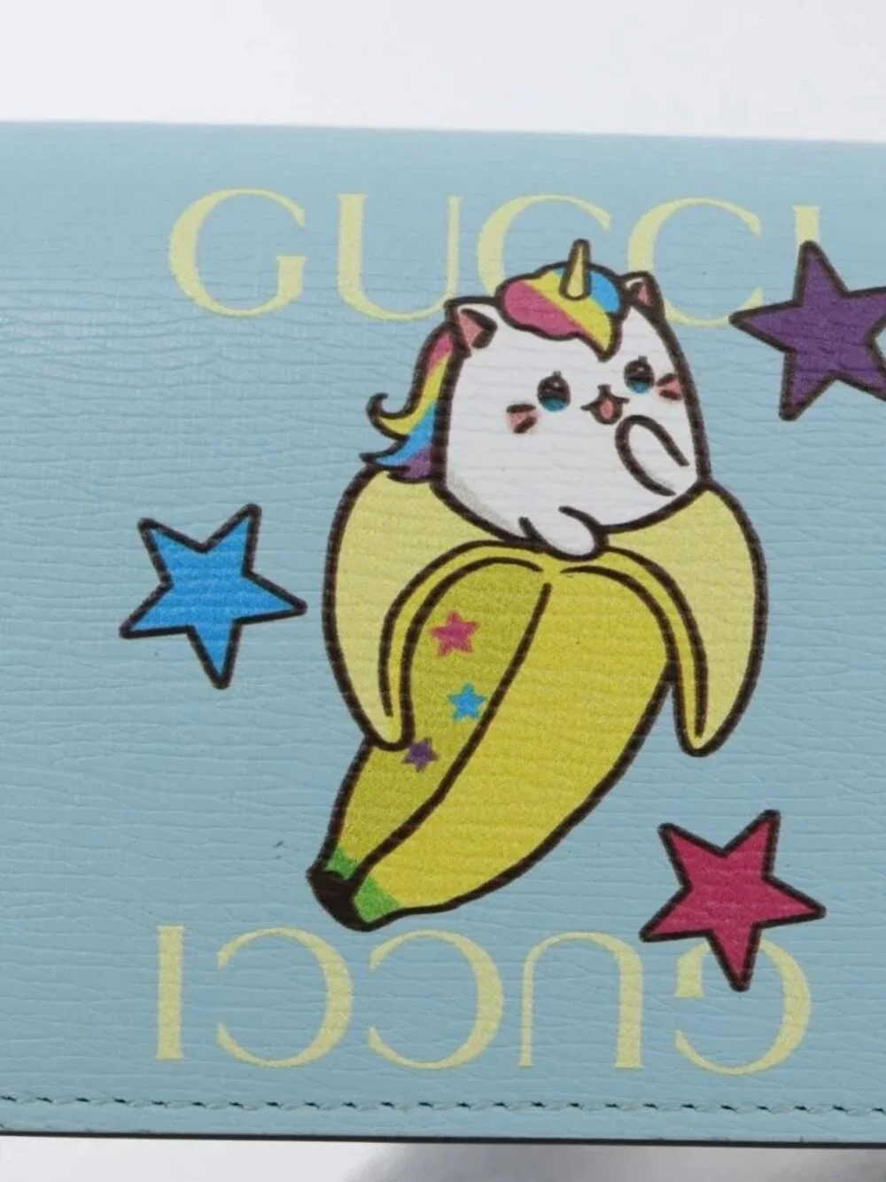 GUCCI Bananya Collaboration Compact Wallet Light Blue 701009 2067 Auth 171852M